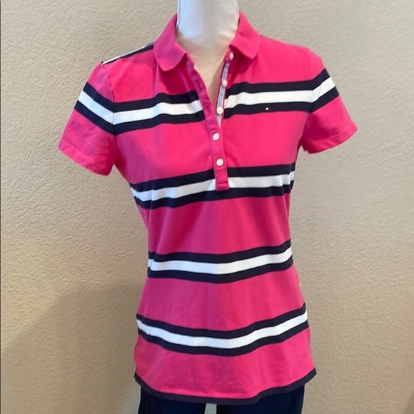 Tommy Hilfiger Tops - New Tommy Hilfiger Women's Pink/Navy Striped Polo Shirt